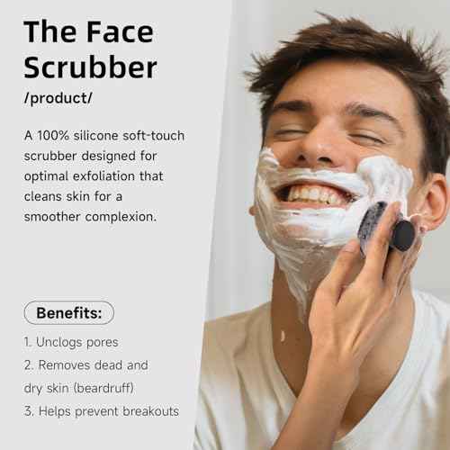 Face Scrubber, SANLESS Premium Silicone Face Scrubber Handheld Facial Cleansing Brush Skin Care Tools Body Scrubber Waterproof Face Brushes for Men Women Exfoliating, Black