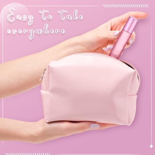 Sumind 150 Pcs Frosted Glass Roller Bottles Essential Oil 10 ml Empty Roll on Bottles with Stainless Steel Balls Leak Proof with 5 Funnel for Travel Essential Oil Perfume(Frosted Pink)