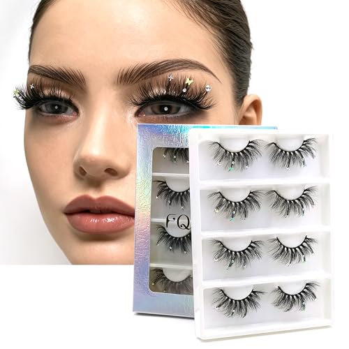 Butterfly Rhinestone Mink Eyelashes - 4 Pairs Dramatic