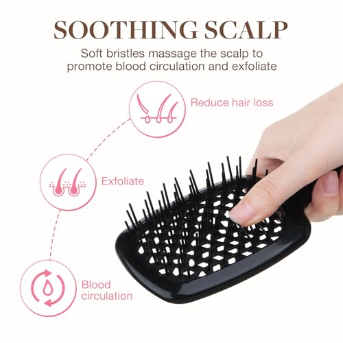 GOO GOO Wet and Dry Vented Detangling Mini Hair Brush, Anti-static for All Hair Types with Lightweight Handle, Black Black