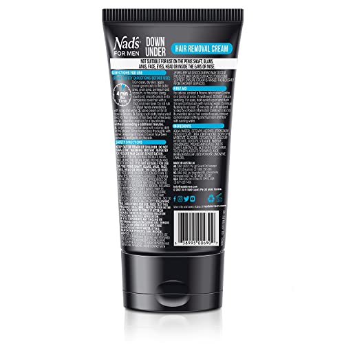 Nad's For Men Down Under Hair Removal Cream 5.1 Fl Oz Pack of 2 - Gentle & Painless Depilatory for Body & Intimate Areas