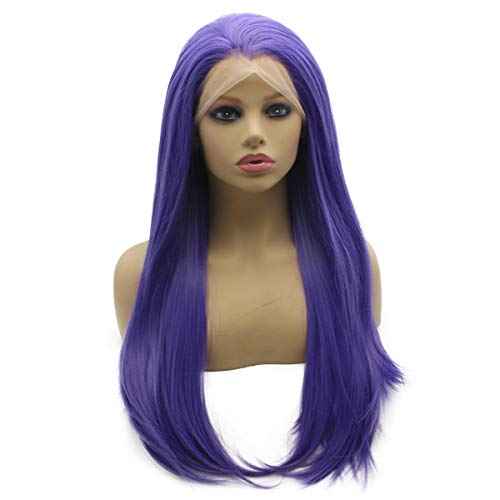 Iwona Long Straight Purple Synthetic Lace Front Hair Wig Heat Resistant Fiber Hair