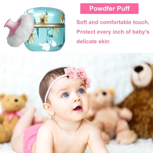 Body Powder Puff with Container - Soft Artificial Wool, Travel Case