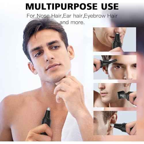 Nose Hair Trimmers for Men£¬Rechargeable Hair Trimmer 3 in 1 Painless Multifunctional Ear and Nose Hair Trimmer with IPX7 Waterproof Dual Edge Blades (Ink Black)