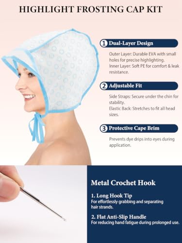 YOOVR Blue 16-in-1 Hair Highlight Kit with 8 Highlight Caps & Metal Hooks