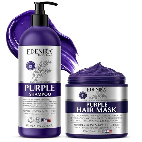 EDENIKA BOTANICALS Purple Shampoo & Hair Mask Set for Blonde & Silver Hair
