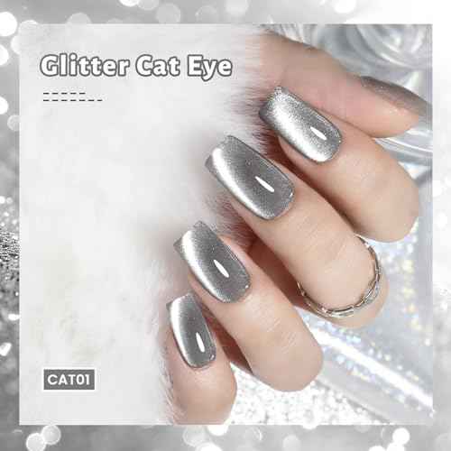 JODSONE 16.5ml Silver Cat Eye Gel Nail Polish Soak Off LED Gel Polish for Nail Art Manicure DIY Salon at Home Gift for Women