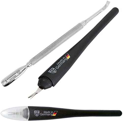 3 Swords Germany - Brand Quality Cuticle Knife Trimmer Remover Cutter (1pc.) and Cuticle Pusher Scratcher (1 pc.) Made in Germany