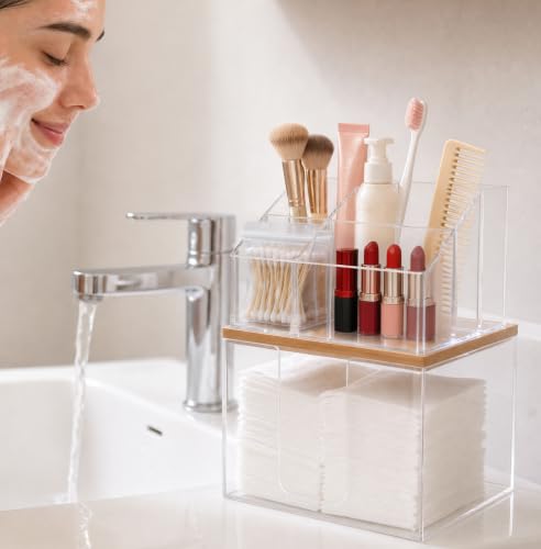 Dual-Layer Disposable Facial Towel Holder & Cosmetic Organizer