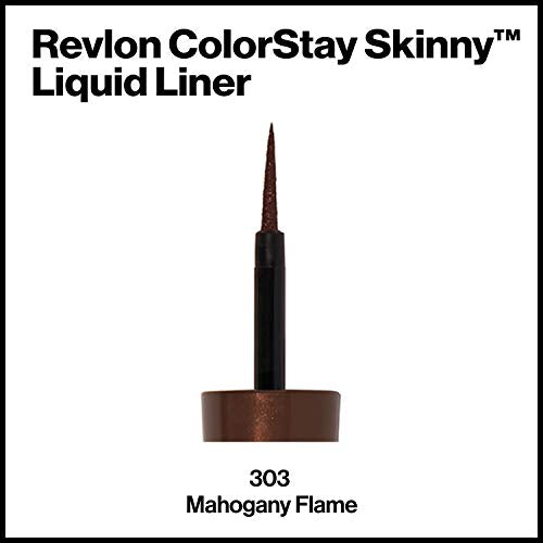 Revlon Skinny Liquid Eyeliner, ColorStay Eye Makeup, Waterproof, Smudge-proof, Longwearing with Ultra-Fine Tip, Mahogany Flame, 0.08 oz