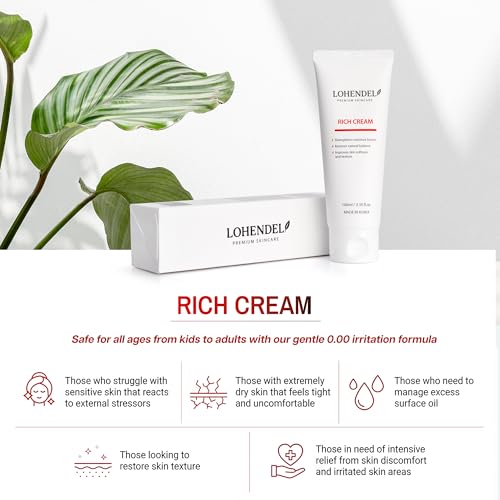 Rich Cream, Thick Textured Face Cream for Dry & Sensitive Skin, Excess Oil Control, Soothe Irritated Skin, Skin Texture Restoration, Intense Moisturizer, Korean Skincare 100ml / 3.38fl.oz