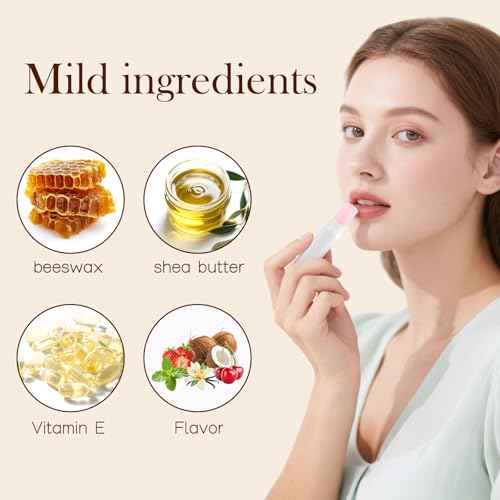 100-Pack Unlabeled Lip Balm Bulk ? Natural Shea Butter & Vitamin E, 5 Flavors ? Blank Tube Custom Labels for Party & Wedding Favors, Baby Shower & Gift Basket Filling