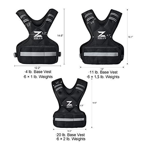 ZELUS Weighted Vest for Men and Women | 4-10lb/11-20lb/20-32lb Vest with 6 Ironsand Weights for Home Workouts | Adjustable Body Weight Vest Exercise Set for Cardio and Strength Training (20-32 lb.)