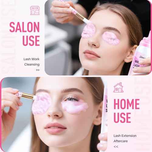 Whipped Lash Extension Cream Shampoo+Brush/3.41fl.oz/100ml/3X Concentrated Lash Shampoo for Professional & Home Use, Strawberry Flavor Eyelash Cleaner Foam