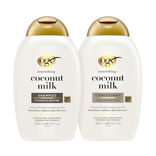 OGX Coconut Milk Shampoo & Conditioner Set, Sulfate Free, 2 x 13 fl oz