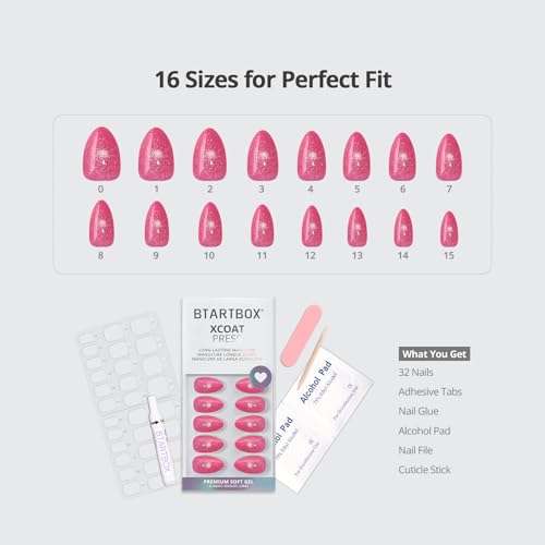 BTArtbox Press On Nails Watermelon Slush Cateye XS 32Pcs