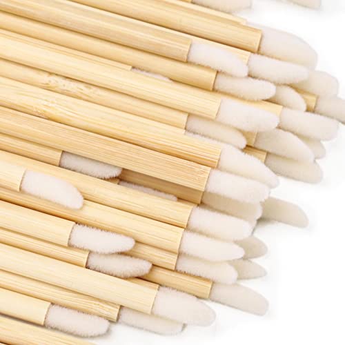 200pcs Bamboo Disposable Lip Brushes - Lipstick Applicator Wands