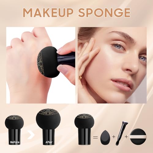 Mushroom Head Air Cushion CC Cream - Tattoo Cover up BB Cream Face Makeup Foundation, Moisturizing Concealer Brighten Long-Lasting, Even Skin Tone for All Skin Types (Natural)