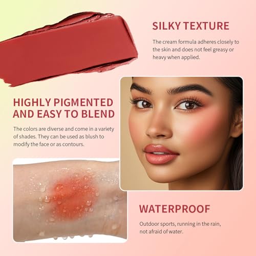 8-Color Cream Blush Palette - Waterproof, Buildable
