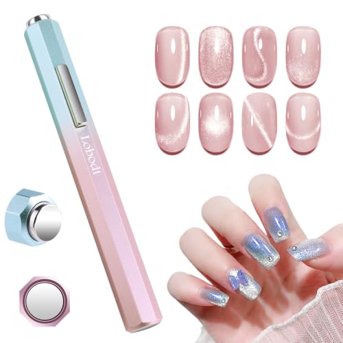 2-in-1 Cat Eye Nail Magnet Wand (Octagonal Handle) Gradient Pink - Lobodt