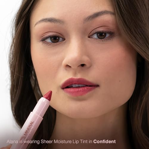 Mineral Fusion NEW Sheer Moisture Lip Tint, Buildable Lip Color, Hydrating Lip Balm with Jojoba Oil, Shea Butter & More, Hydrates & Nourishes, FD&C Dye-Free & Hypoallergenic, Confident, Melon Pink