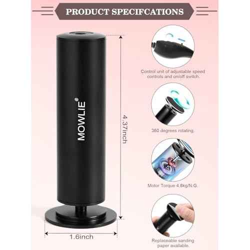 Electric Foot Callus Remover,MOWLIE Electric Foot Care Tools with Speed Controller and 60pcs Replacement Sandpaper Disk for Men Women Dead Dry Crack Skin Calluses (Black)