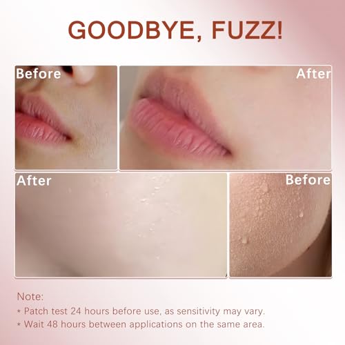 Facial Hair Removal Cream Kit for Women Face ? Depilatory & Soothing Cream, 4 Min Painless & Flawless Lip Chin Hair Remover, Gentle for Sensitive Skin Hair Removal (1.69 + 0.34 FL Oz)