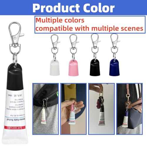4 pcs Keychain Cap for Aquaphor Lip Balm, Keychain Holder Compatible with Aquaphor 0.35 oz Lip Repair Tubes, Fit Portable Lip Balm Holder