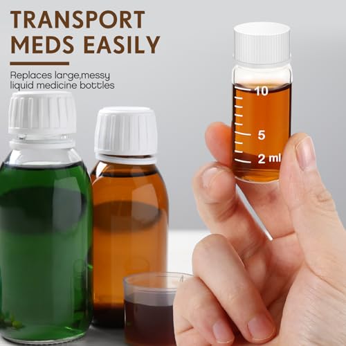 Baderke 4 Pc 10ml Glass Medicine Bottles with Leak-Proof Plugs