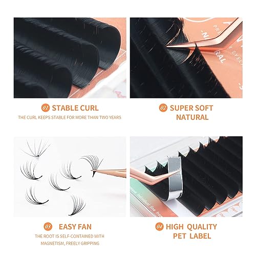 Easy Fan Eyelash Extensions 0.07D D Curl 8-15mm Mix