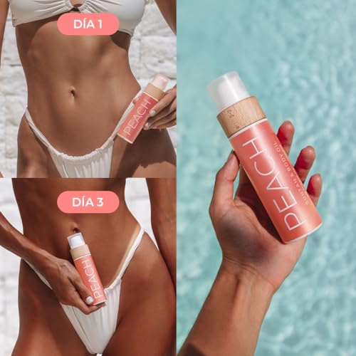 COCOSOLIS PEACH Tanning Accelerator - Organic Tanning Oil with Vitamin E & Peach Fragrance for Fast Intense Tan - Tanning Enhancer for Rich Tan - Nourishing Body Lotion