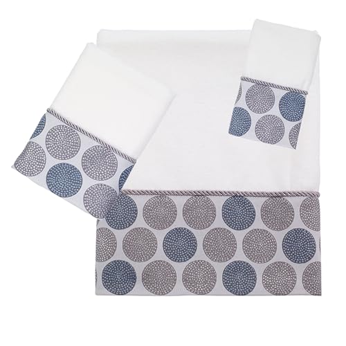 Avanti Linens - Washcloth, Soft & Absorbent Cotton Towel (Dotted Circles Collection, Mineral)