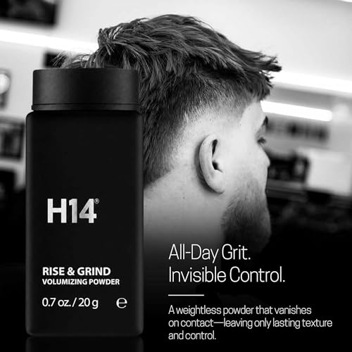H14 Rise & Grind Hair Powder for Men – Volumizing Matte Finish, 0.71 oz