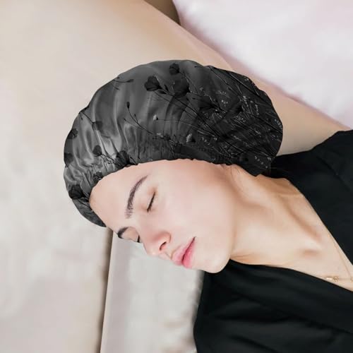 Satin Sleep Hair Bonnet for Women - Double Layer Elastic Adjustable Reusable