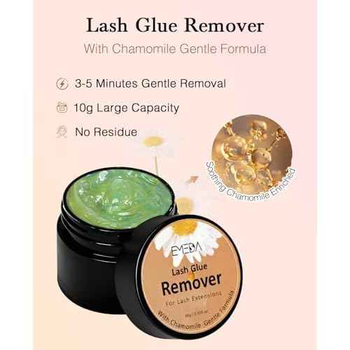 EMEDA Eyelashes Extension Remover 10g, Lash Extension Remover for Individual Lashes with Chamomile Gentle Formula, 0.35oz Professional Removal Cream Kits with Tools (02)