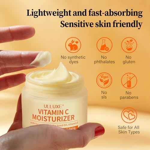 Vitamin C Face Moisturizer, Brightening & Anti-aging Face Cream with Turmeric for Dark Spots, Wrinkles & Uneven Tone, Glowing Skin Care Hydrating with Niacinamide & Squalane for All Skin Types, 2.3 Oz