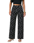 High Waisted Polka Dot Wide Leg Jeans for Women - Stretch Denim