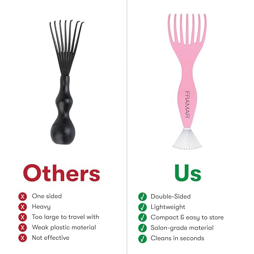 FRAMAR Premium Hair Brush Cleaner Tool ? Hairbrush Cleaner Tool, Brush Cleaner Tool for All Types, Comb Cleaner ? 2 in 1 Design Removes Hair & Build up Instantly ? Pink