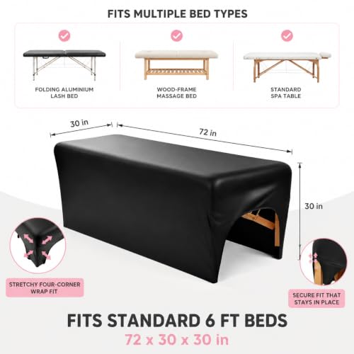 Onism Waterproof PU Leather Lash Bed Cover - 6ft Massage Table Sheet