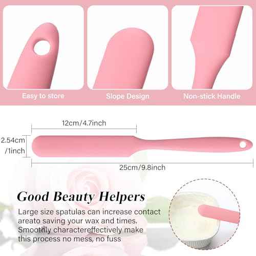 Patelai Non Stick Wax Spatulas Silicone Waxing Sticks Waxing Applicator Hair Removal Large Reusable Scraper Large Area Hard Wax Sticks for Home Salon Body Use Mixing Resin(Sun Pink)