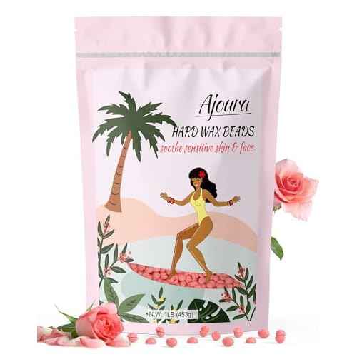 Ajoura Wax Beads for Hair Removal, 1lb Pink Rose Hard Wax for Coarse Hair, Perfect for Brazilian, Bikini, Eyebrow, Legs, Facial, and Full Body Waxing, At-Home Wax Refill for Women and Men