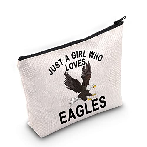 LEVLO Bald Eagle Bird Cosmetic Makeup Bag Bald Eagle Lover Gift Just a Girl Who Loves Eagle Make Up Zipper Bag (Loves Eagle)