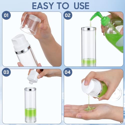 CLISPEED 2PCS 5oz Large Airless Pump Bottles - Travel Size Vacuum Dispenser for Lotions - Creams and Cosmetics Wide Mouth Design for Easy Filling and Dispensing