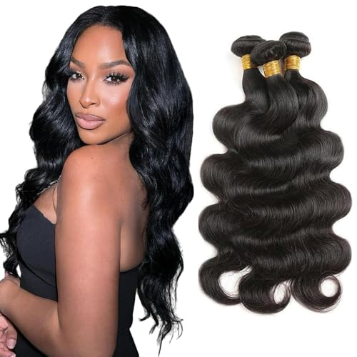 Body Wave Human Hair Bundles - Natural Black, 16-20 Inch, 3 Pack