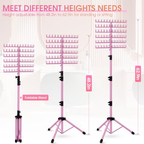 Klvied Braiding Hair Rack 144 Pegs, Adjustable Standing Holder