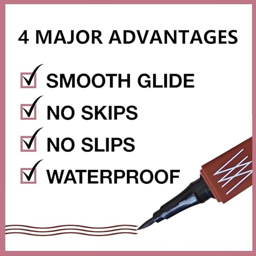 Brown Liquid Eyeliner Pencil, Waterproof & Smudge-proof Ultra-Fine Brush Tip Eye Liner, Quick Drying Formula Long Lasting High-Pigmented Up to 24 Hours Eye Makeup Wear(Brown)