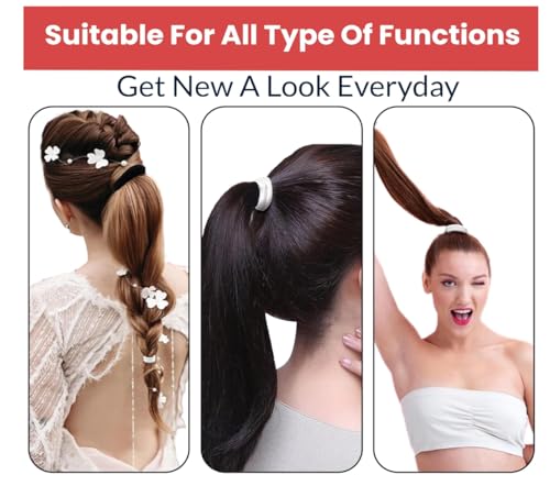 Stretchable Nylon Hair Ties No Damage for Strong All-Day Hold - 30 Black Ponytail Holders