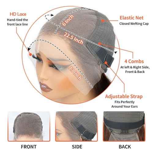 10 Inch Chocolate Brown Lace Front Wigs Human Hair Pre Bleached 200% Density 13x6 HD Straight Lace Front Wigs Pre Plucked with baby Hair