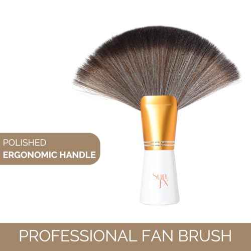 SunFX Finishing Powder Brush | Large Professional Fan Brush for Salon Use | Perfect For Spray Tan Powder | White