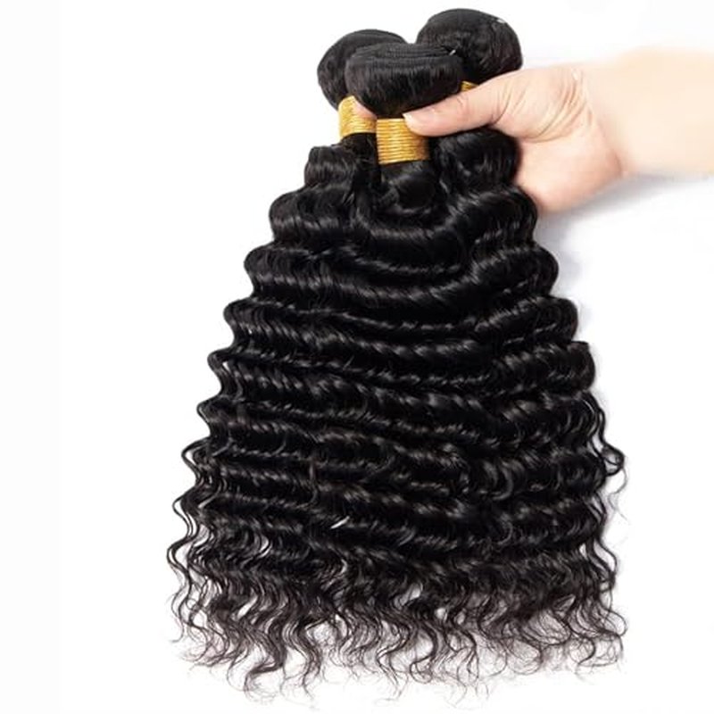#1B Water Wave Human Hair Bundles - 14 16 18 Inch (3 Pack)